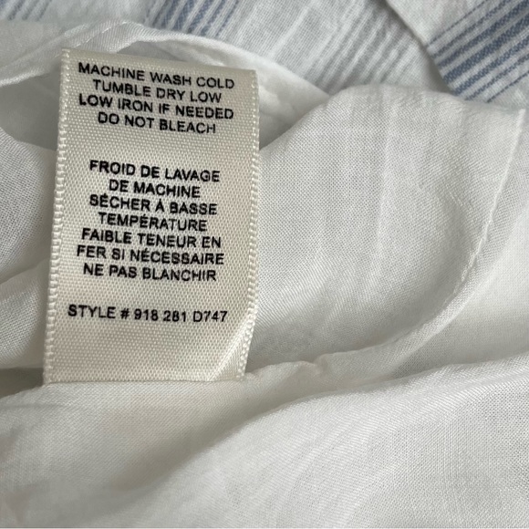 Rebecca Taylor Blue / White Mini Stripe Ruffled Tie Waist Cotton Midi Dress - Picture 5 of 6